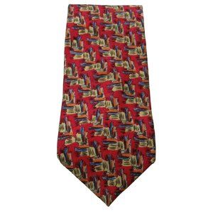 Men's Necktie J Garcia Tie Collector's Edition Red Gold Orange Blue 100% Silk